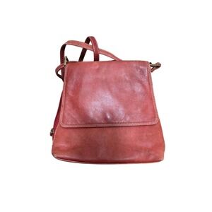 Vintage Chaos Genuine Leather Red Crossbody Bag Adjustable Strap Size M